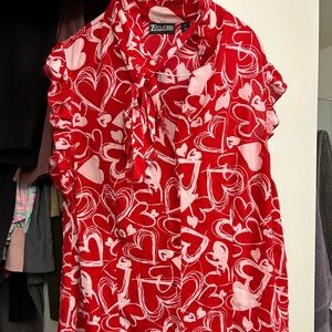 Tie neck heart blouse.